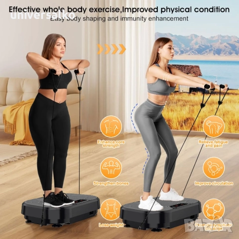 Фитнес плоча вибрационна платформа , Bluetooth функция, Дистанционно управление, еластични ленти, снимка 12 - Фитнес уреди - 39430721