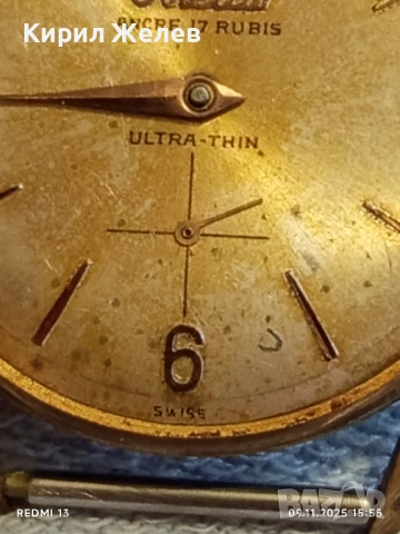 Рядък механичен часовник Aretta swiss made няма стъкло с позлата Au 10 за КОЛЕКЦИОНЕРИ 51530, снимка 3 - Антикварни и старинни предмети - 52351977