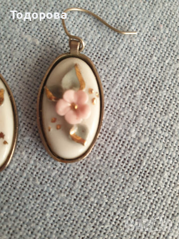 Стилни порцеланови обици, снимка 2 - Обеци - 44586675