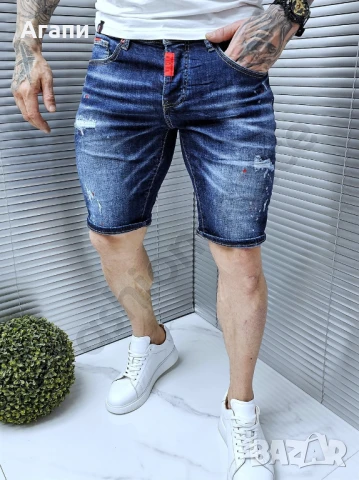 Мъжки къси дънки с накъсан ефект № 33,34 нови, снимка 2 - Къси панталони - 51185293