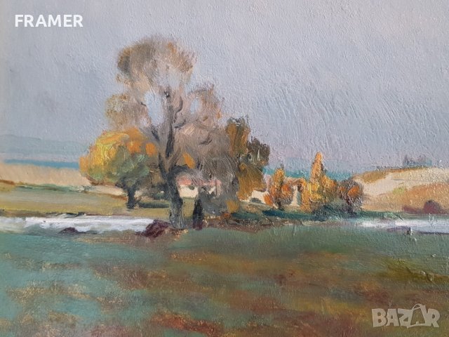 Атанас Михов Пейзаж река Искър 1957 година, снимка 3 - Картини - 42053444