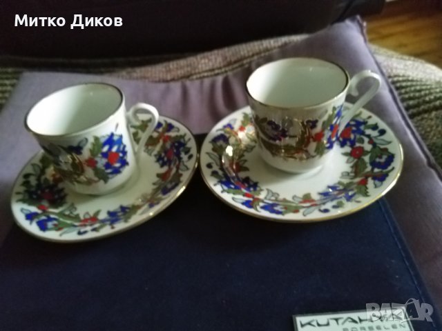 Kutahya марков порцелан маркиран комплект за кафе-две чаши и две чинийки ръчна изработка нов в кутия, снимка 7 - Сервизи - 39031800