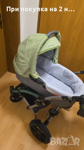 Комбинирана бебешка количка 2 в 1 Knorr-Baby Voletto (Сиво със Зелено) – Немско качество, снимка 8 - Детски колички - 55748719