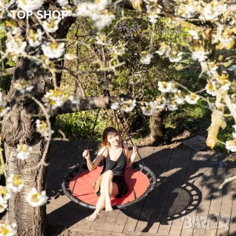 Relaxdays кръгла висяща люлка за деца тип гнездо диск Ø: 120 см, за до 100 кг, снимка 14 - Фигурки - 49092997