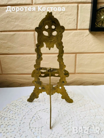 Красива месингова поставка от Англия за чиния, снимка 5 - Антикварни и старинни предмети - 53291149