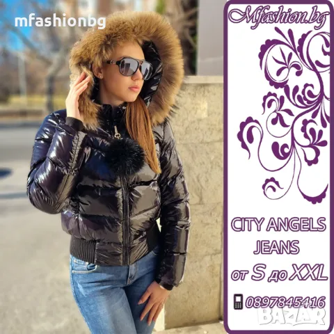 Дамски якета с естествен пух, City Angels Jeans от XS до 3XL, снимка 3 - Якета - 43582371