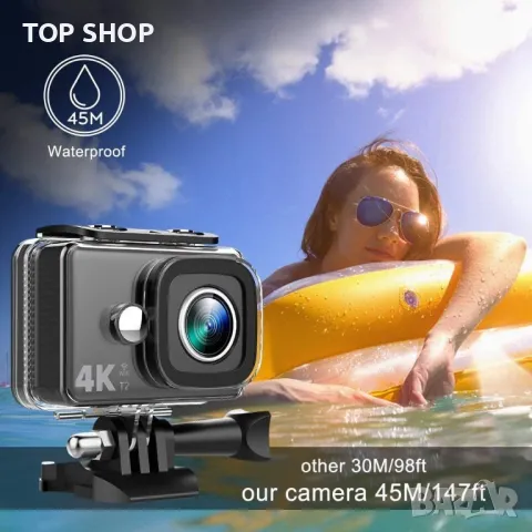 TEC.BEAN T2 WiFi 14MP Ultra HD водоустойчива 4K екшън камера, снимка 9 - Камери - 48782070