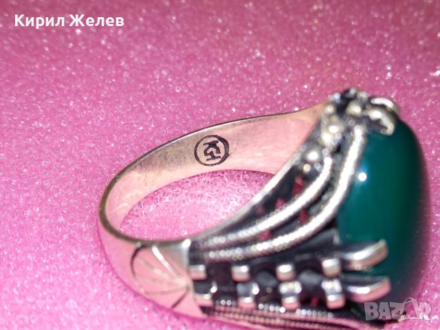 КРАСИВ СКЪПОЦЕНЕН АВТОРСКИ СРЕБЪРЕН ПРЪСТЕН СРЕБРО 925 с ШЛИФОВАН ХРИЗОПРАЗ и ПЕЧАТ на ЮВЕЛИРА 43354, снимка 16 - Пръстени - 44393980