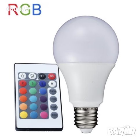3924 RGB многоцветна LED крушка с дистанционно, снимка 2 - Други - 41895893