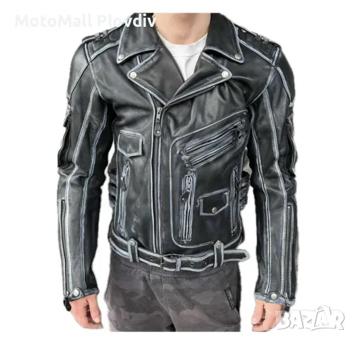 Кожено чопърско яке Motomall 2022 мото чопър естествена кожа яке мотор, снимка 12 - Аксесоари и консумативи - 49245635