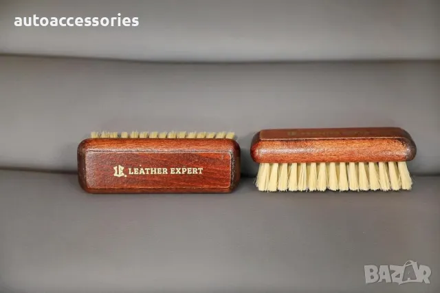	Четка за почистване на кожа, Leather Expert, 4 x 11 x 3,5 см, кафяво/златно, снимка 3 - Аксесоари и консумативи - 48122827