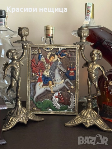 Чифт месингови свещници с ангелчета, снимка 9 - Антикварни и старинни предмети - 53220116