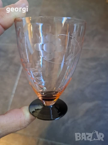 стъклена гравирана чаша за ракия цветно стъкло   26/1, снимка 4 - Чаши - 50501071