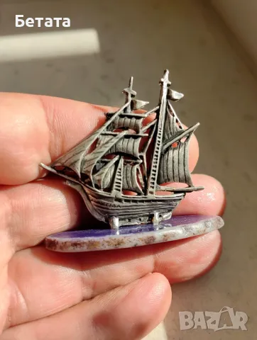 Сребърно преспапие кораб, подарък от сребро, сребърно преспапие