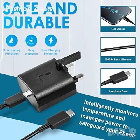 Ново 25W Бързо Зарядно + 1.83м USB C Кабел Оптимална защита Подарък , снимка 3 - Други стоки за дома - 42634333