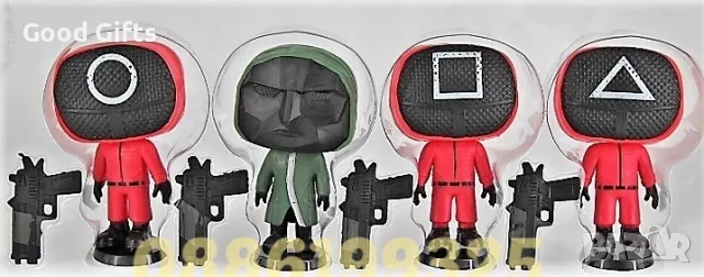 Комплект фигурки Игра на Калмари Squid Game 4 фигурки с аксесоари , снимка 3 - Фигурки - 49309717