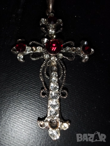Стар италиански сребърен кръст с рубини  РАЗПРОДАЖБА, снимка 8 - Колиета, медальони, синджири - 29336319
