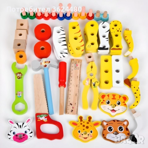 Детски дървен куфар с инструменти 4267, снимка 5 - Конструктори - 52644423