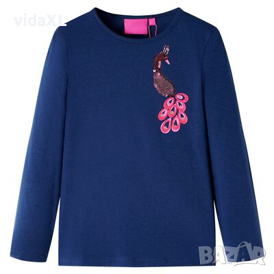 Детска тениска с дълъг ръкав, нейви синьо, 140（SKU:13598, снимка 1 - Детски тениски и потници - 44802669