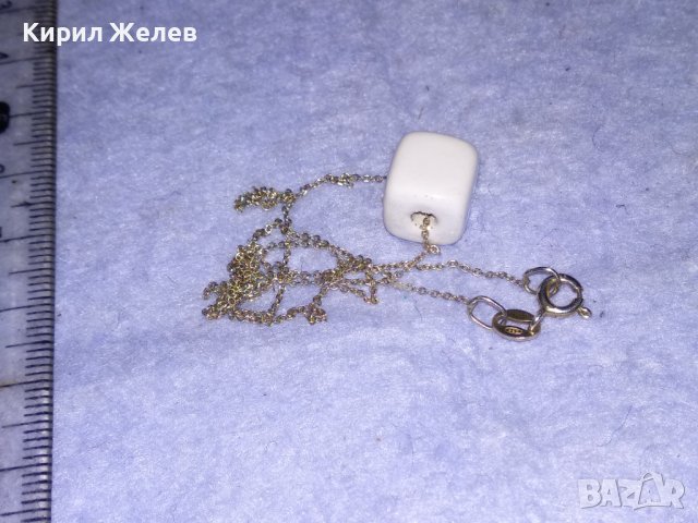 ФИНО ИЗЯЩНО РЕБЪРНО ВИНТИДЖ КОЛИЕ СРЕБРО 925 с ЕМАЙЛИРАНА АРТ КЕРАМИКА 34253, снимка 9 - Колиета, медальони, синджири - 41388752