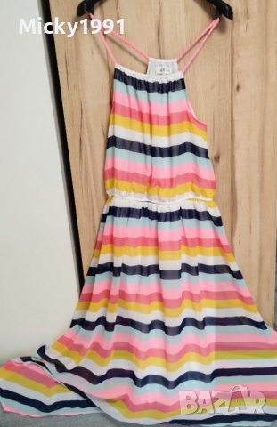 H&M миди рокля в свежи цветове , снимка 1 - Рокли - 44840824