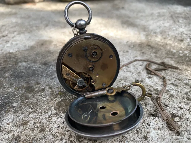 Английски стерлинг джобен часовник от 19-ти век, снимка 3 - Колекции - 47464996