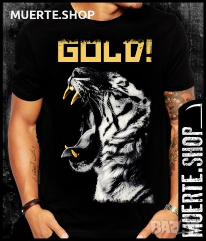 Черна тениска с щампа TIGER GOLD