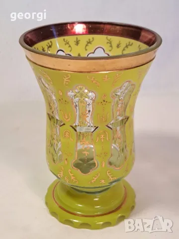 ретро кристална чаша с позлата Bohemia , снимка 1