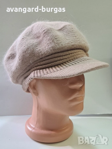 320 Дамска бутикова шапка каскет - ангора, снимка 2 - Шапки - 52529944