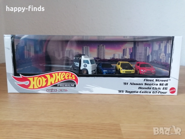 Hot Wheels Premium Diorama “Fleet Street” – Sentra SE-R / Civic EG / Celica GT-Four + truck), снимка 3 - Колекции - 52833205