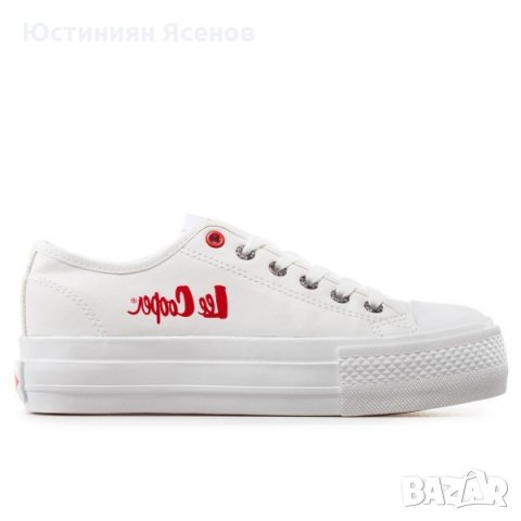 Дамски кожени кецове на платформа LEE COOPER Бяло, снимка 1