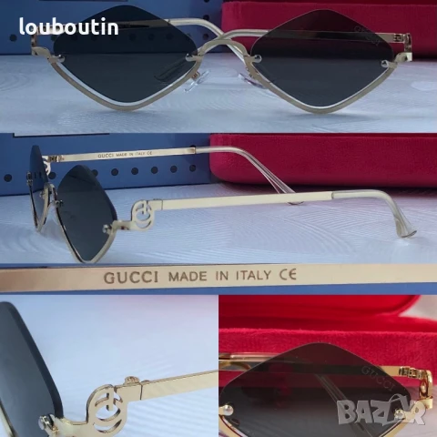 GUCCI дамски слънчеви очила ромб 2 цвята черни кафяви, снимка 1