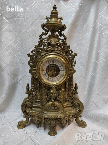 Масивен немски брoнзов  настолен часовник Рококо стил (West Germany)