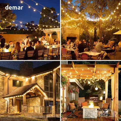 Rovnoes Външни струнни светлини 7,6 метра, 12+1 G40 LED крушки, IP 64, снимка 5 - Лед осветление - 49245509