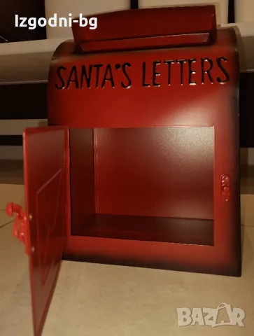 Метална коледна кутия "Santa's letters"  с отваряща се вратичка, снимка 4 - Декорация за дома - 47709243