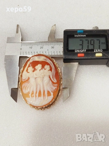 Прекрасен златен викториански медальон(камея)Три грации,злато375., снимка 11 - Колиета, медальони, синджири - 53479234