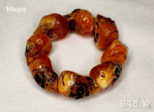 ЧЕРЕП МЪЖКА ГРИВНА С ЧЕРЕПИ ИЗКУСТВЕН КЕХЛИБАР , снимка 3 - Антикварни и старинни предмети - 41162094