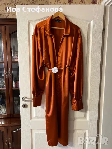 Разкошна елегантна ежедневна парти  рокля риза тежък качествен сатен сатенена ASOS 2 ХЛ 3 ХЛ , снимка 7 - Рокли - 48080969