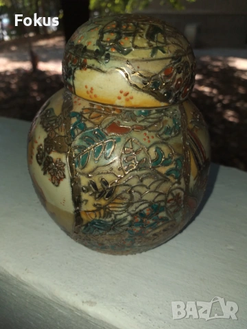 ПРЕКРАСНА СТАРА ПОРЦЕЛАНОВА ВАЗА САТЦУМА SATSUMA, снимка 5 - Антикварни и старинни предмети - 53517468