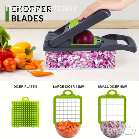 16 в 1 Ръчен Чопър за Зеленчуци с Контейнер и Рендета, снимка 9 - Аксесоари за кухня - 53573604