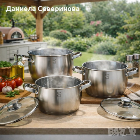 Комплект тенджери Swissgold EMMIE (SG-18099) – 3 броя с 5-слойно капсуловано дъно, снимка 4 - Съдове за готвене - 53056578