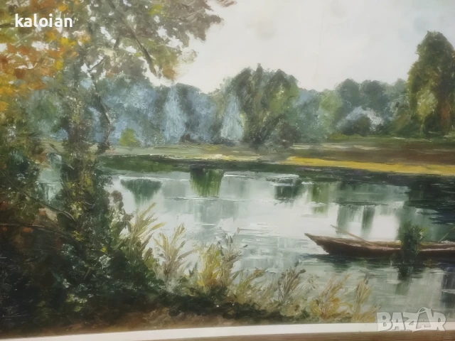 Голяма маслена творба на платно. Подписана испанска картина с дървена рамка с размери от снимките. Ц, снимка 7 - Картини - 51285700