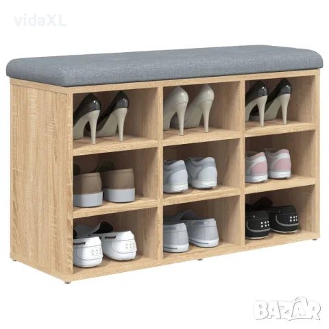 vidaXL Пейка за обувки, дъб сонома, 82x32x50 см, инженерно дърво, снимка 7 - Маси - 56148088
