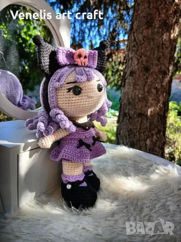 Плетена кукла Kuromi , снимка 4 - Кукли - 56050178