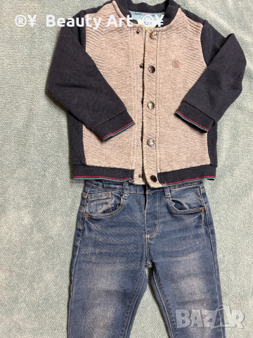 Комплект дънки с жилетка ZARA , 86-92, снимка 3 - Комплекти за бебе - 44708683