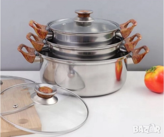 Комплект тенджери + подарък кухненски прибори розов, черен или зелен цвят DJ37+TV1316, снимка 5 - Прибори за хранене, готвене и сервиране - 51970829