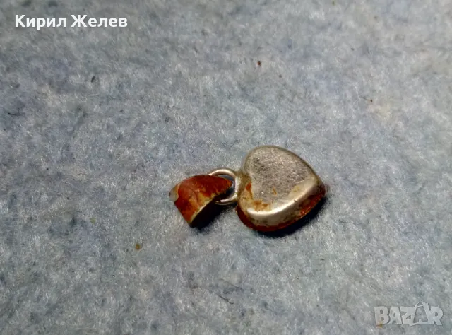 СТАР ЕМАЙЛИРАН МИНИАТЮРЕН СЪРЦЕВИДЕН СРЕБЪРЕН МЕДАЛЬОН СРЕБРО 925 с ИСКРЯЩИ ЦИРКОНЧЕТА 50059, снимка 6 - Колиета, медальони, синджири - 48987423