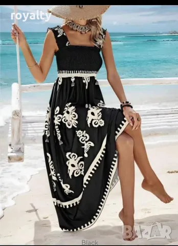 Дълга черна рокля с презрамки