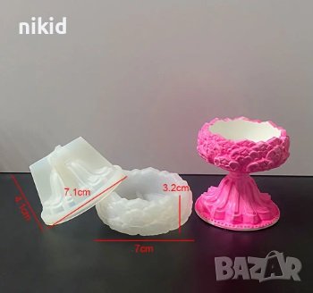 3D 2 части свещник поставка за свещ свещи кутия с капак силиконов молд форма смола гипс шоколад , снимка 4 - Форми - 44329890