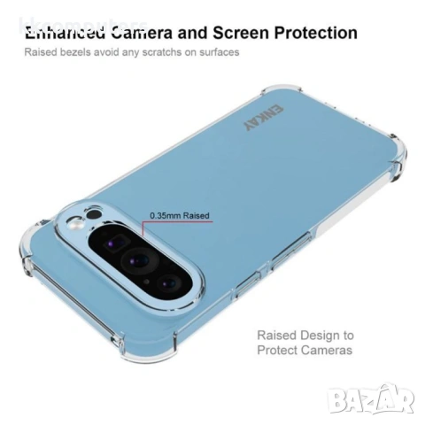 Google Pixel 9 / Pixel 9 Pro Удароустойчив ENKAY Силиконов Калъф и Протектор, снимка 3 - Калъфи, кейсове - 53097709